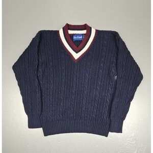 Vintage Par Four Golf Sweater Mens Medium V-Neck Blue Heavy Knit Casual Preppy